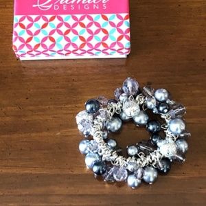 Premier Designs Pearl/Silver Dangle Bracelet